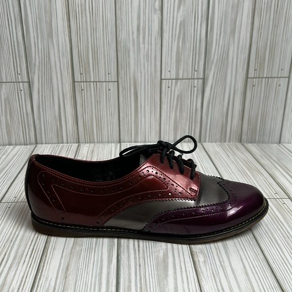 Dr Martens Women’s Polina Patent Leather Wingtip Red/Purple Lace Up Oxford Sz 6 - Picture 9 of 9
